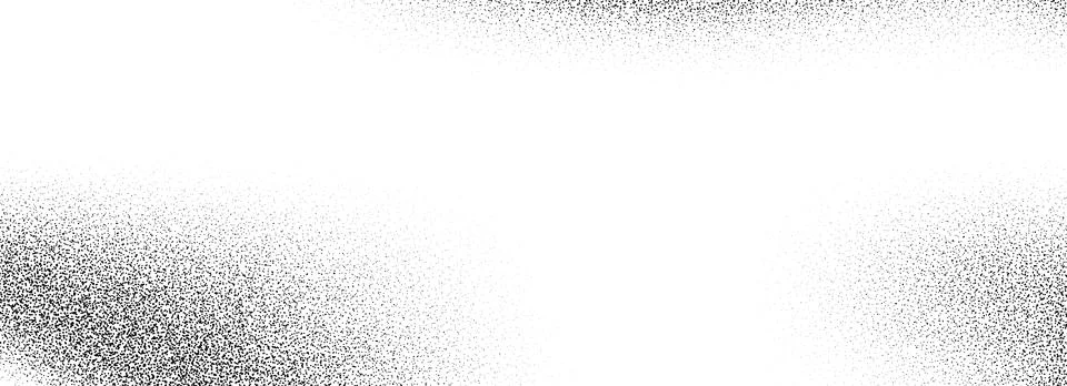 Black dotted grain gradient texture. Grunge sprayed noise background. Subtle Illustrazione stock