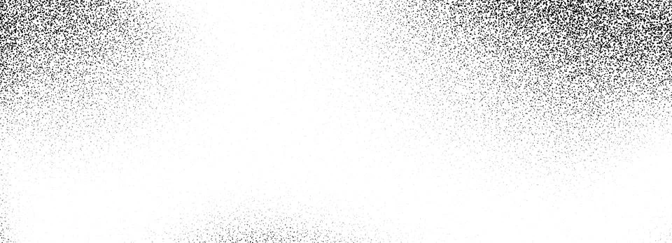 Black dotted grain gradient texture. Grunge sprayed noise background. Subtle Illustrazione stock