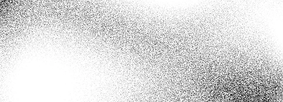 Black dotted grain gradient texture. Subtle stippled gritty sand overlay. Grunge Stock Illustration