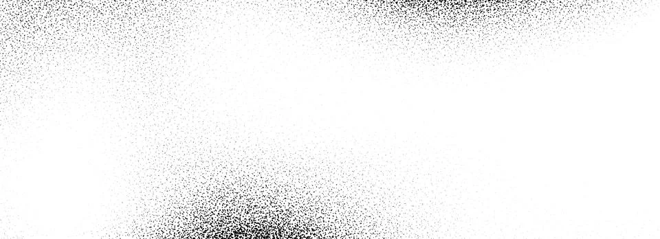 Black dotted grain gradient texture. Stippled sandy grit overlay. Grunge sprayed Stock Illustration
