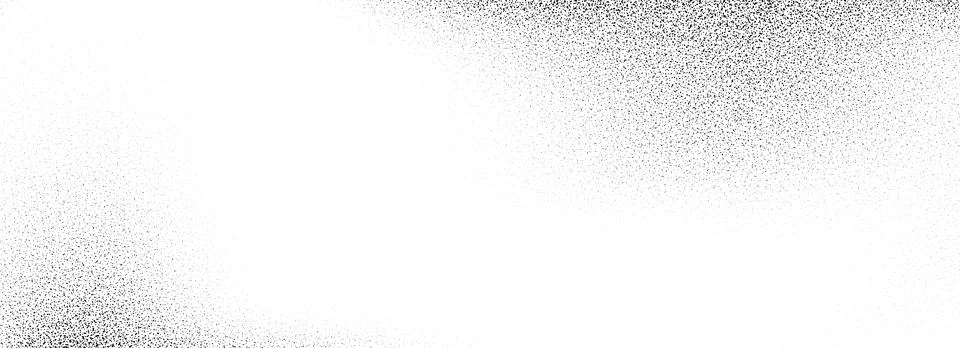 Black dotted grainy gradient texture. Stippled sandy grit overlay. Grunge Illustrazione stock