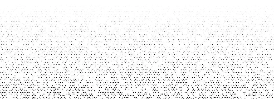 Black dotted noise gradient texture. Fading comic pixel grain pattern Illustrazione stock