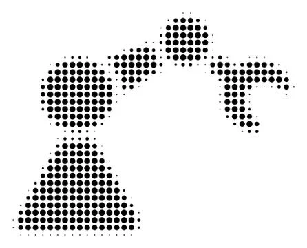 Black Dotted Robotics Manipulator Icon Stock Illustration