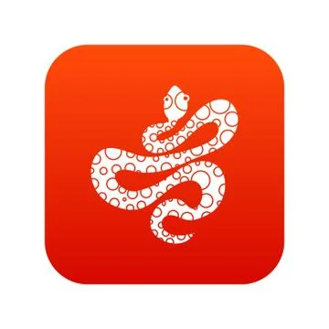 Black dotted snake icon digital red Illustration