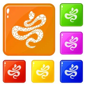 Black dotted snake icons set vector color Stock-Illustration