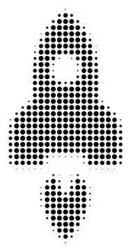 Black Dotted Space Rocket Icon Illustrazione stock