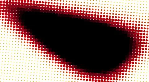 Black dotted spot with red edging with halftone effect Stock Illustration