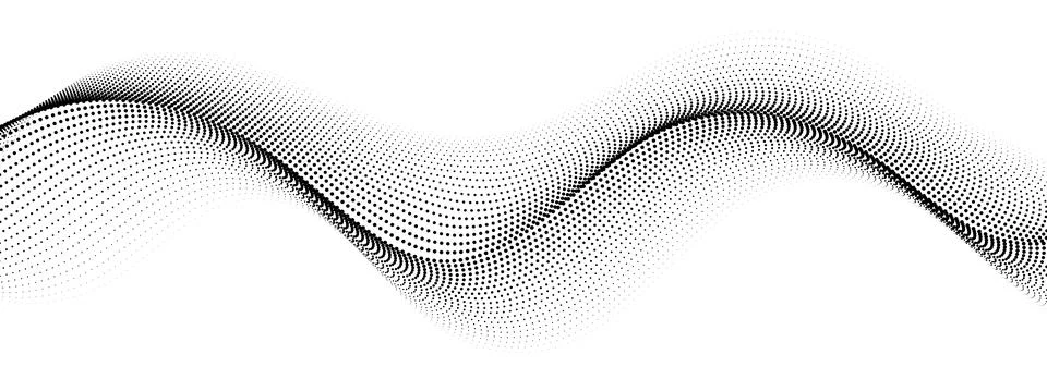 Black dotted wave line pattern. Halftone undulate net background. Abstract Stock Illustration