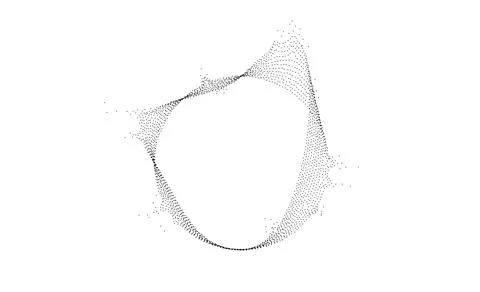 Black dotted wavy lines with dissolve effect. Stipple disintegrating curved Illustrazione stock