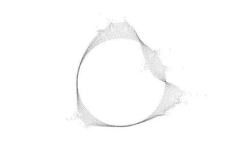 Black dotted wavy lines with dissolve effect. Stipple disintegrating curved Stock Illustration