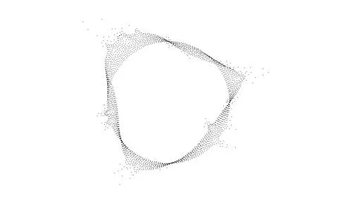 Black dotted wavy lines with dissolve effect. Stipple disintegrating curved Illustrazione stock
