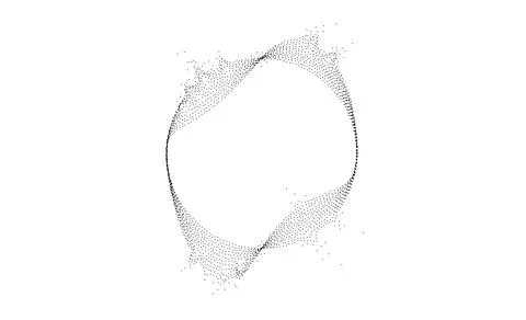 Black dotted wavy lines with dissolve effect. Stipple disintegrating curved Illustrazione stock