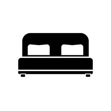 Black Double bed icon concept. Double bed flat vector symbol, sign, illustr.. Stock Illustration