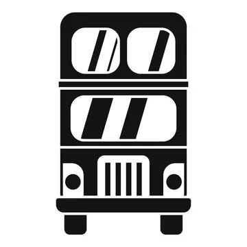 Black double decker bus front view public transportation icon Stock Illustration
