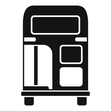 Black double decker bus front view icon simple style Stock Illustration
