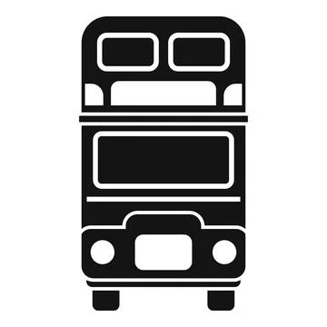 Black double decker bus front view icon simple style Stock Illustration