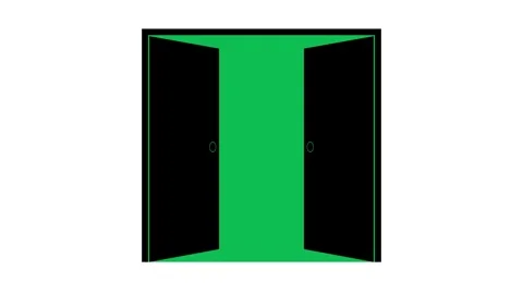 Black double door open close inward flat icon animation. Stock-Footage 337903250