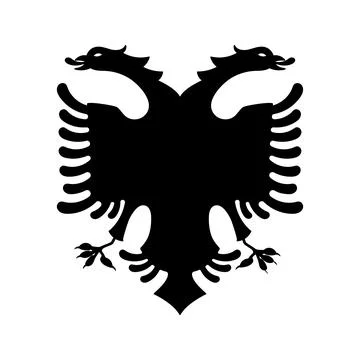 Black Double-Headed Eagle Silhouette Symbol of Albania National Emblem Grap.. Stock Illustration