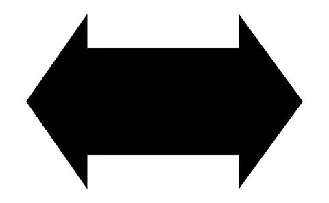 Black double headed horizontal arrow, Two way directional pointer icon, Left  Illustrazione stock