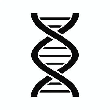 Black double helix DNA structure icon with genetics biotechnology molecule Stock Illustration