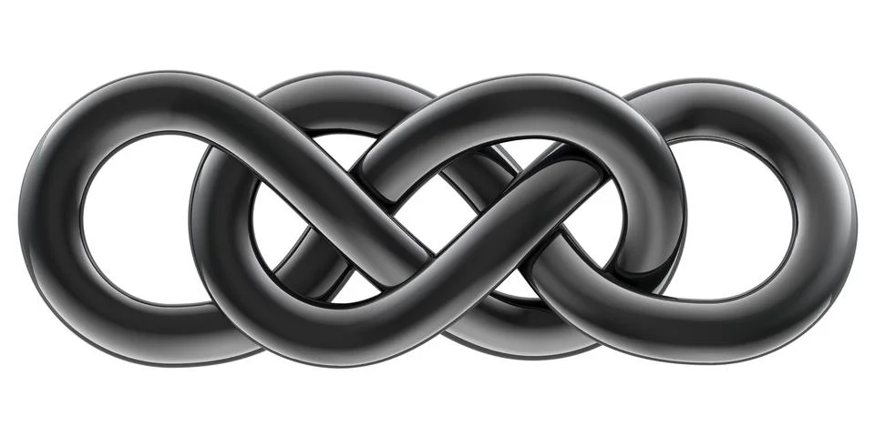 Black Double Infinity symbol, 3D rendering 스톡 일러스트