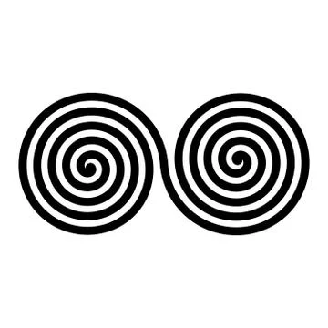 Black double spirals. Simple abstract ornamental and decorative vector symbol Stock Illustration