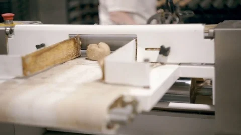 Black dough on the conveyor Stock Footage 76883381