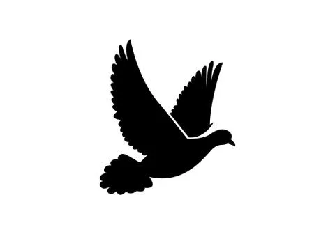 Black dove on white background Stock Illustration