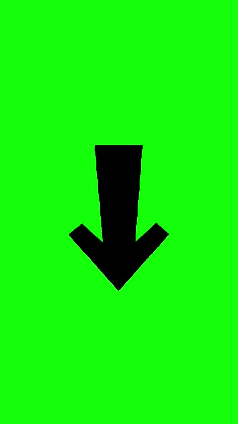 Black Down Arrow Bouncing Loop on Green Screen for Call to Action Stock Footage 323442995