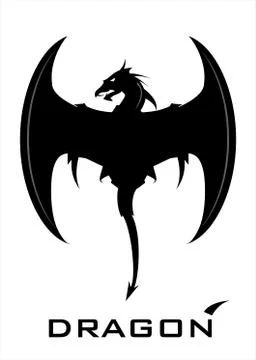 Black Dragon with the axe wing Stock Illustration