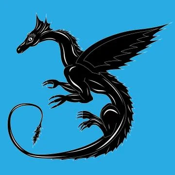 Black dragon on the blue Stock Illustration