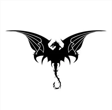 Black Dragon, Dragon, spreading its wing. Elegant Black Dragon with the bendi Stockillustratie