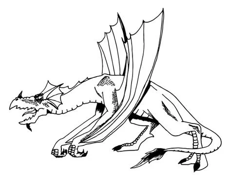 Black dragon isolated on white background. Hand drawing illustration Stock-Illustration