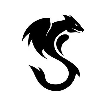Black dragon logotype vector design isolated on white background. Dragon Stock Illustration