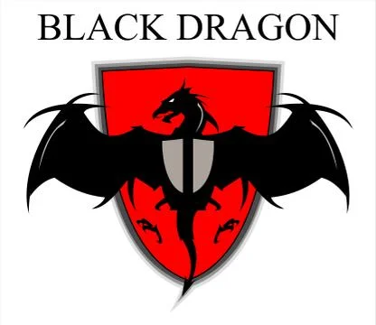 Black dragon over the red shield Stock Illustration