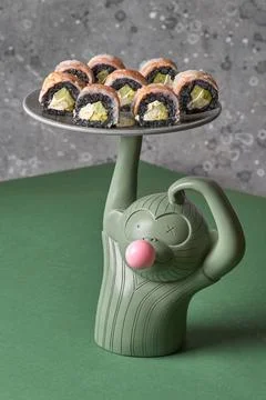 Black Dragon roll with eel, avocado, cucumber, cream cheese Stock Photos