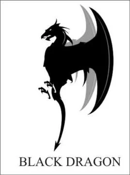 Black dragon sideview Stock Illustration