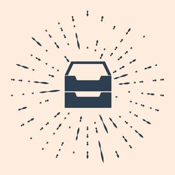 Black Drawer with documents icon isolated on beige background. Archive papers 库存插图
