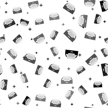 Black Drawer with documents icon isolated seamless pattern on white background Stock Illustration