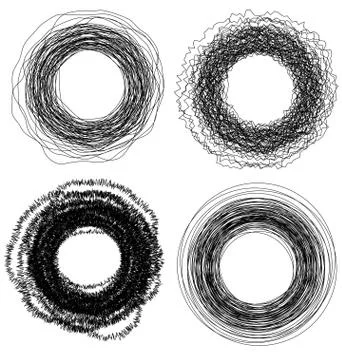 Black drawing circles abstract vector set Stock Illustration