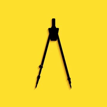 Black Drawing compass icon isolated on yellow background. Compasses sign イラスト素材