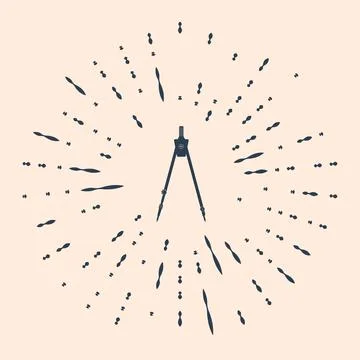 Black Drawing compass icon isolated on beige background. Compasses sign. Drawing 库存插图