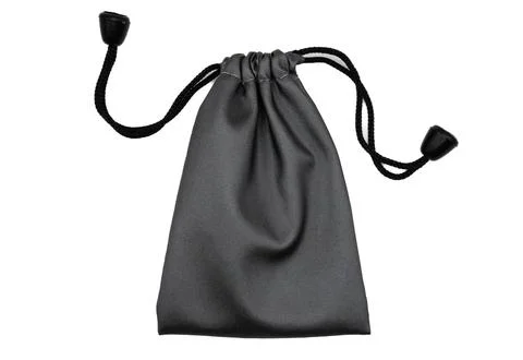 Black Drawstring Pouch on White Background Stock Photos