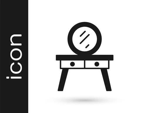 Black Dressing table icon isolated on white background. Vector イラスト素材