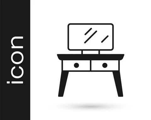 Black Dressing table icon isolated on white background. Vector Illustrazione stock