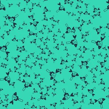 Black Dried fish icon isolated seamless pattern on green background. Vector 스톡 일러스트