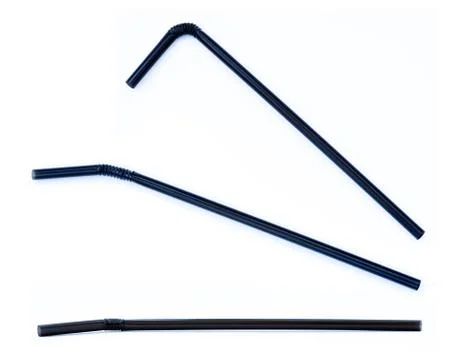 Black drinking straw bundle Stock Photos