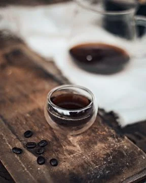 Black drip coffee Stock Photos
