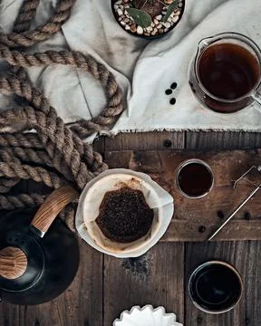Black drip coffee Stock Photos