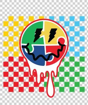 Black Dripping Circle On Checkerboard pattern white and Stock Illustration